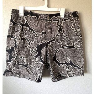 Michael Kors Men's L Dark Brown Paisley Swim Trunks 100% Cotton Mesh Lined Boho
